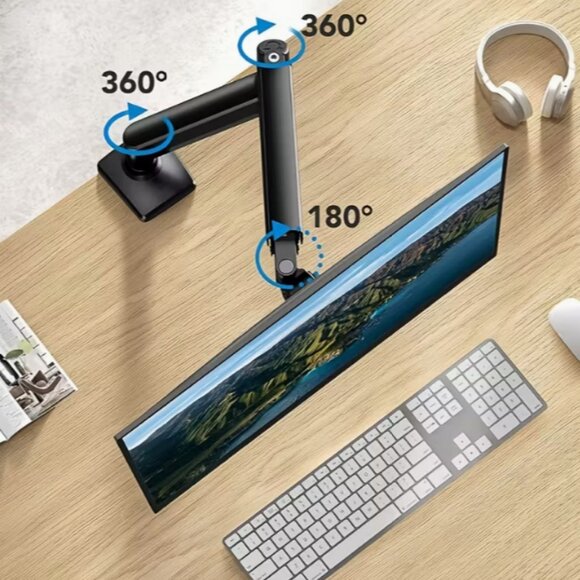 13-32" Adjustable Aluminum Monitor Stand with Mechanical Arm - VESA Compatible, - Picture 2 of 5